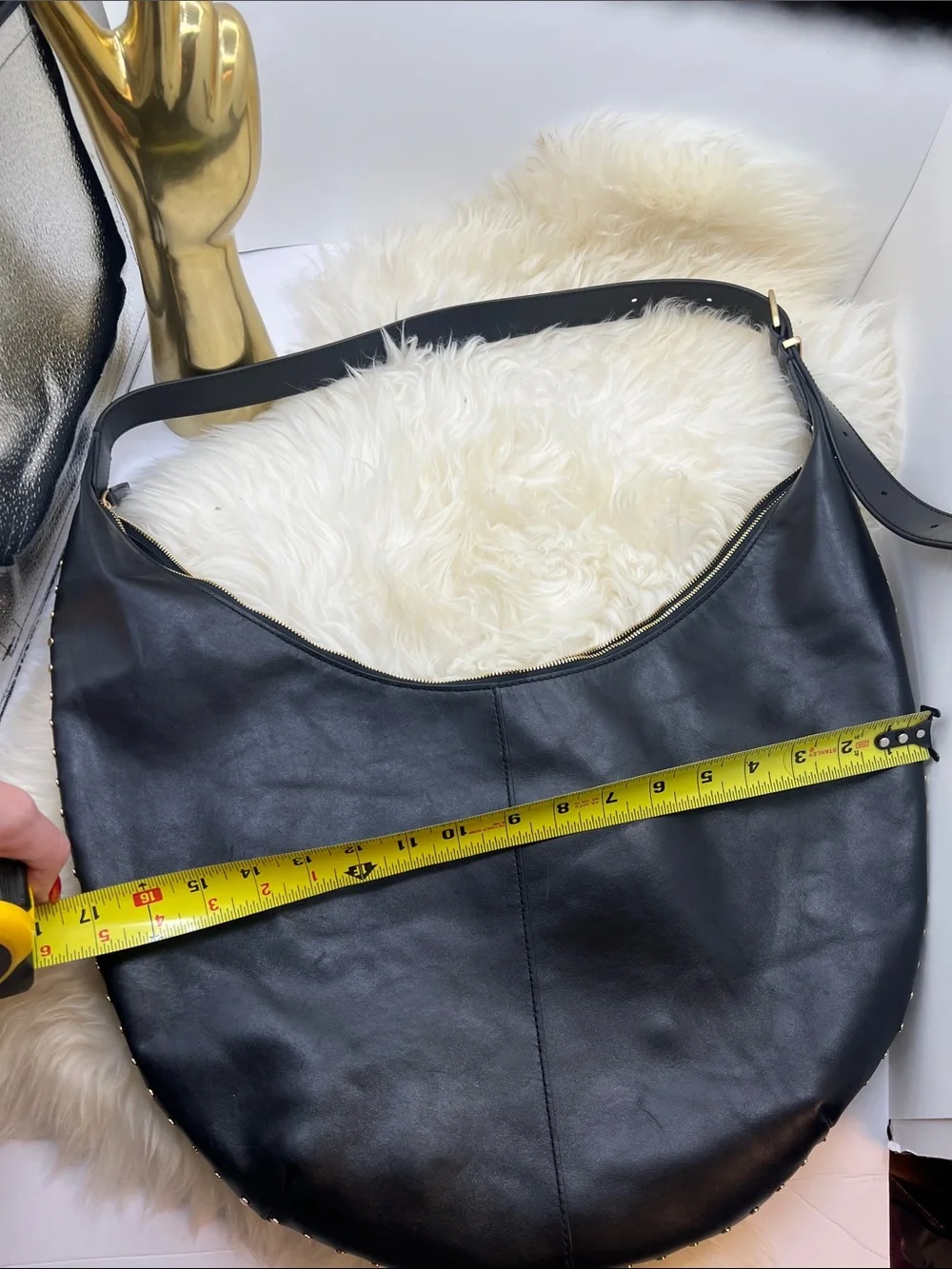 Madewell Black Leather Crescent Hobo Bag
